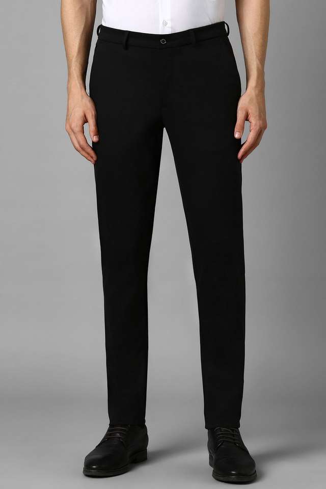 Solid-Cotton-Blend-Tapered-Fit-Men-s-Formal-Wear-Trousers