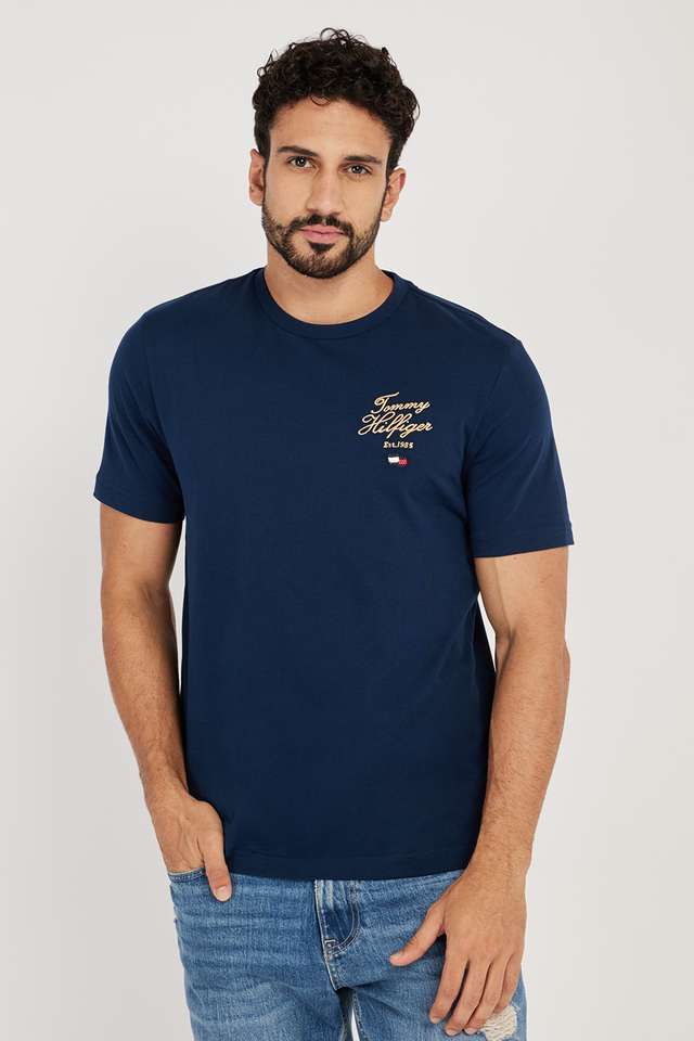 Solid-Cotton-Blend-Round-Neck-Men-s-T-Shirt