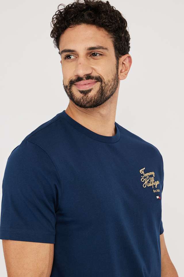 Solid-Cotton-Blend-Round-Neck-Men-s-T-Shirt