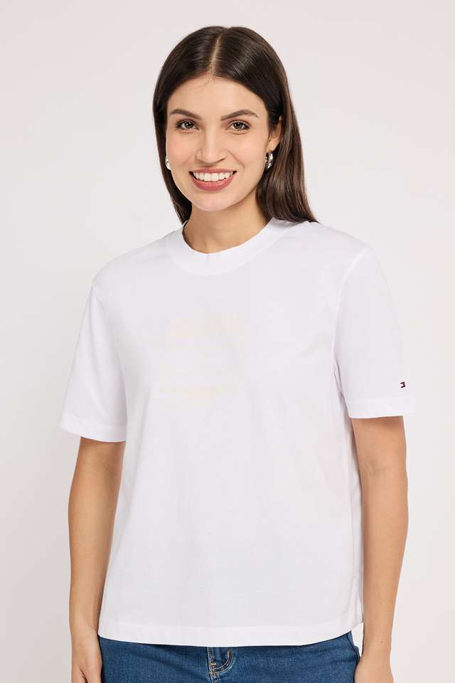 Solid-Cotton-Round-Neck-Women-s-T-Shirt