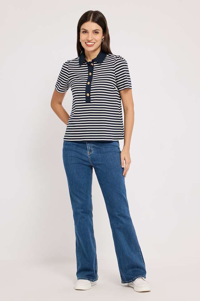 Stripes-Cotton-Polo-Women-T-Shirt