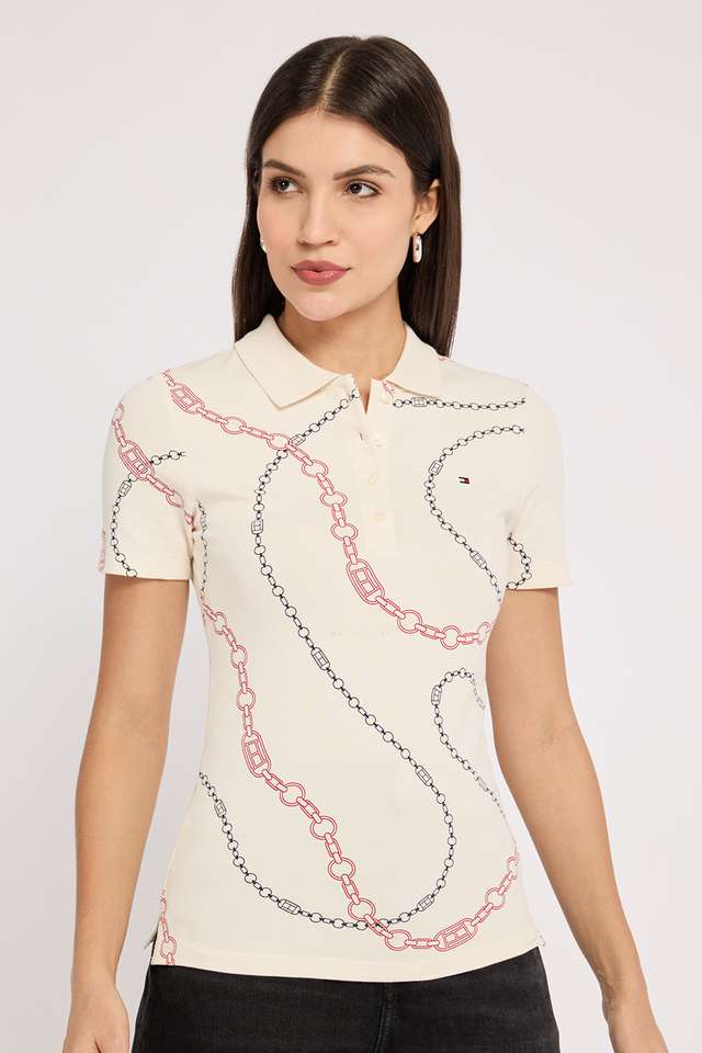Printed-Cotton-Blend-Polo-Women-s-T-Shirt