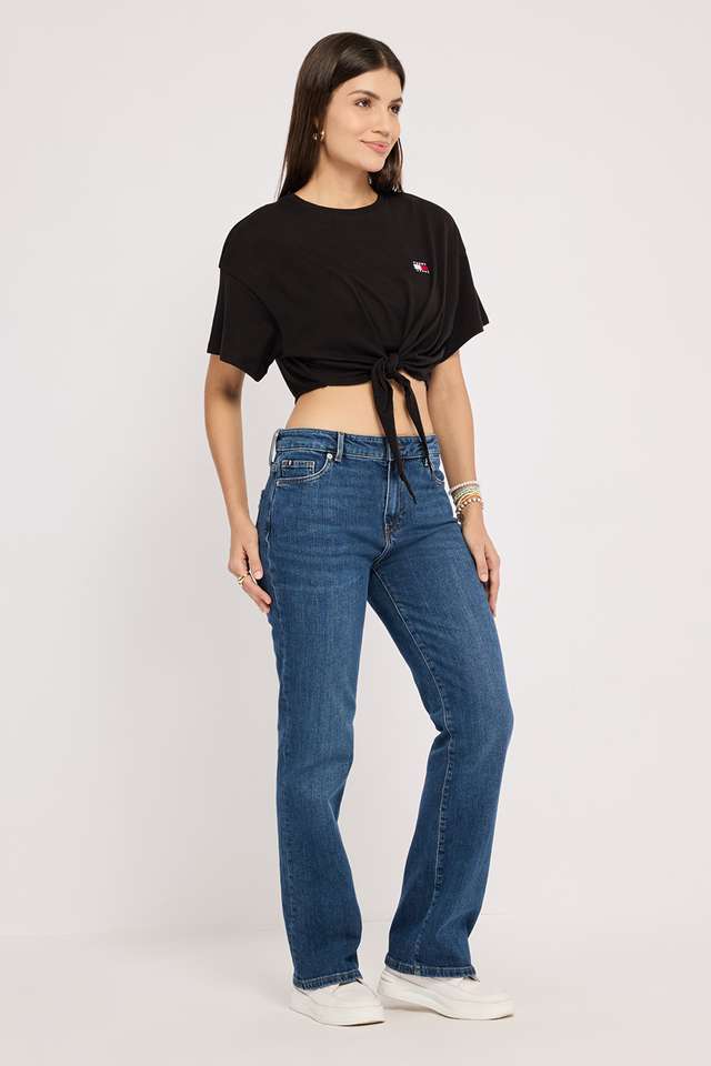 Solid-Cotton-Round-Neck-Women-s-T-Shirt