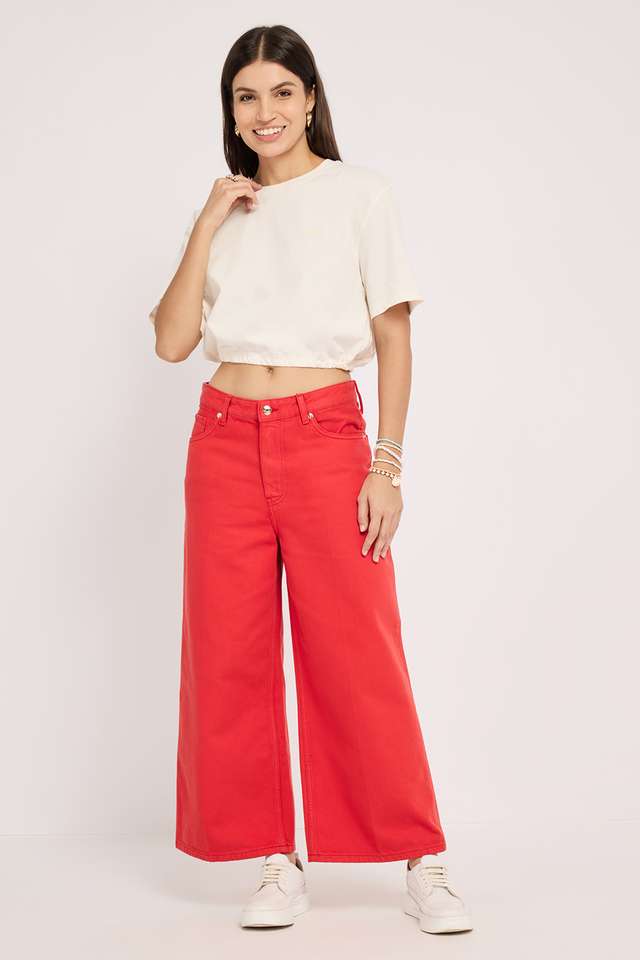 Solid-Cotton-Round-Neck-Women-s-T-Shirt