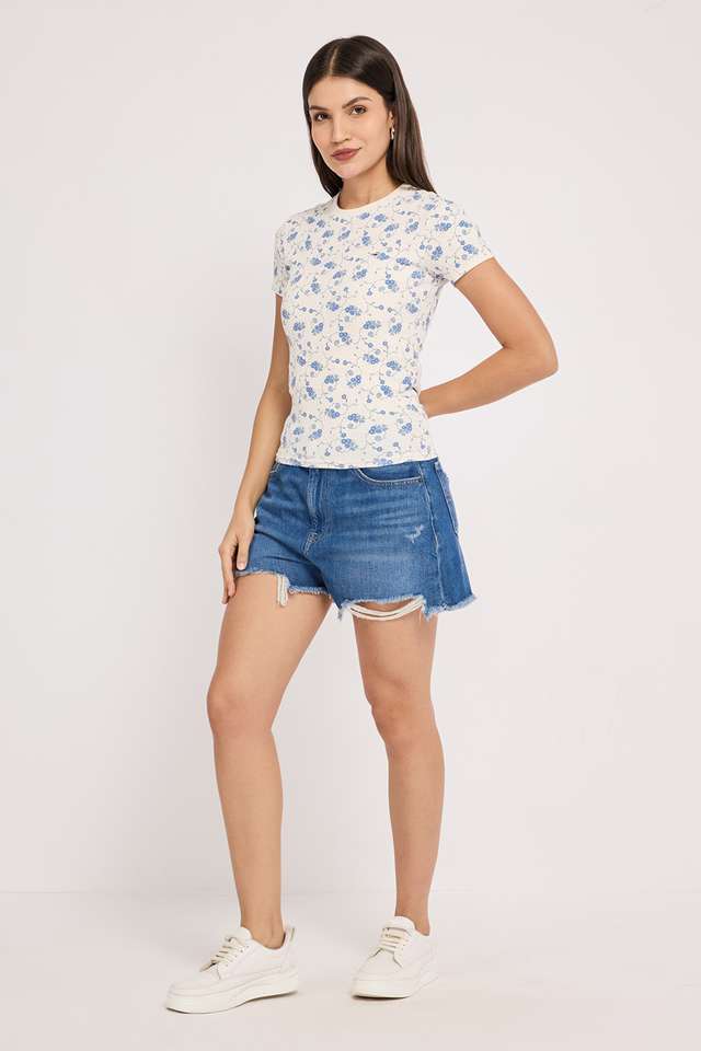 Floral-Cotton-Blend-Round-Neck-Women-s-T-Shirt