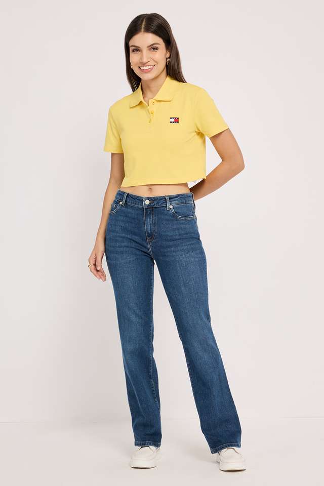 Solid-Cotton-Blend-Polo-Women-s-T-Shirt