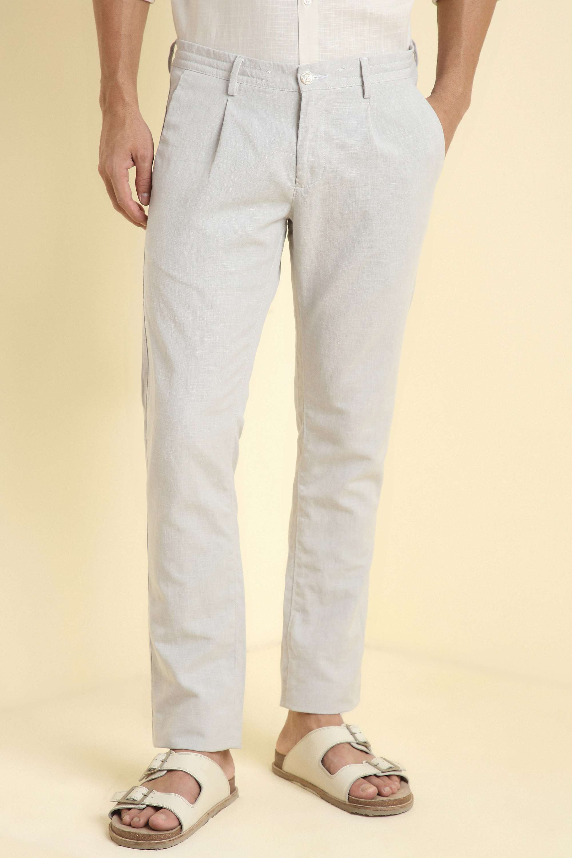 Textured-Cotton-Linen-Blend-Slim-Fit-Men-s-Trousers