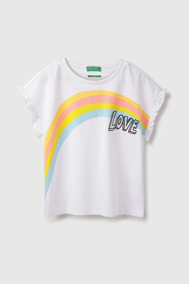 Solid-Blended-Fabric-Round-Neck-Girls-T-Shirt