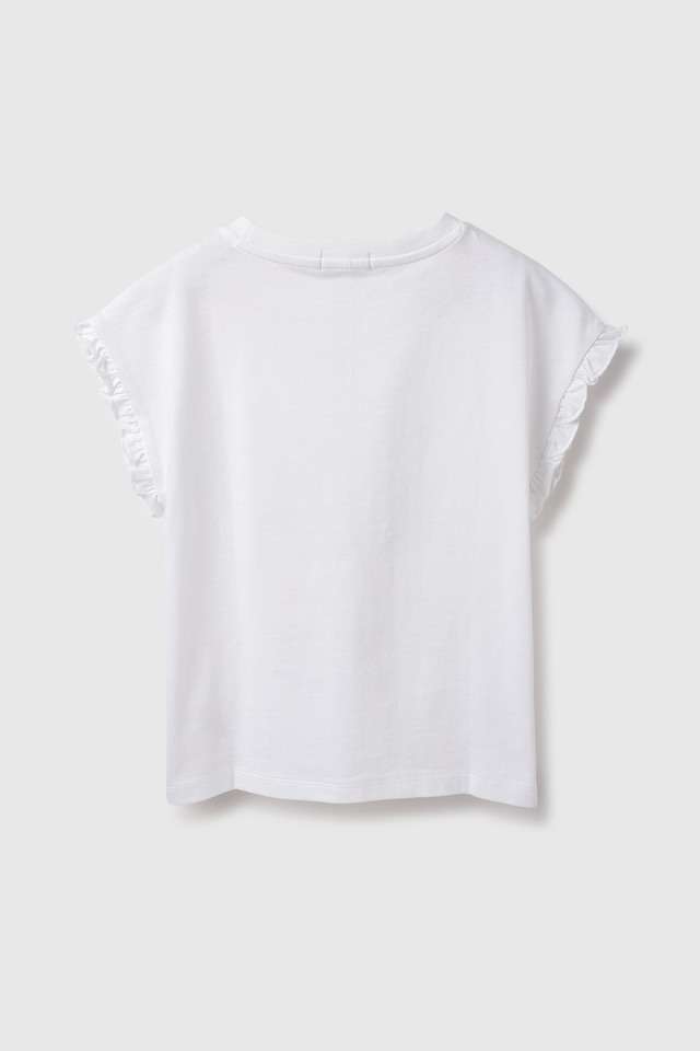Solid-Blended-Fabric-Round-Neck-Girls-T-Shirt