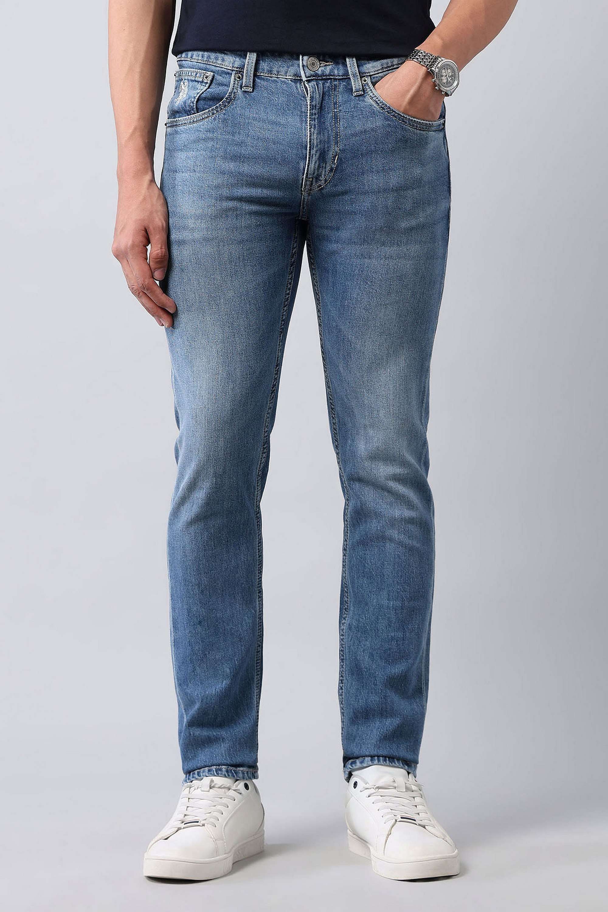 Light-Wash-Cotton-Skinny-Fit-Men-s-Jeans