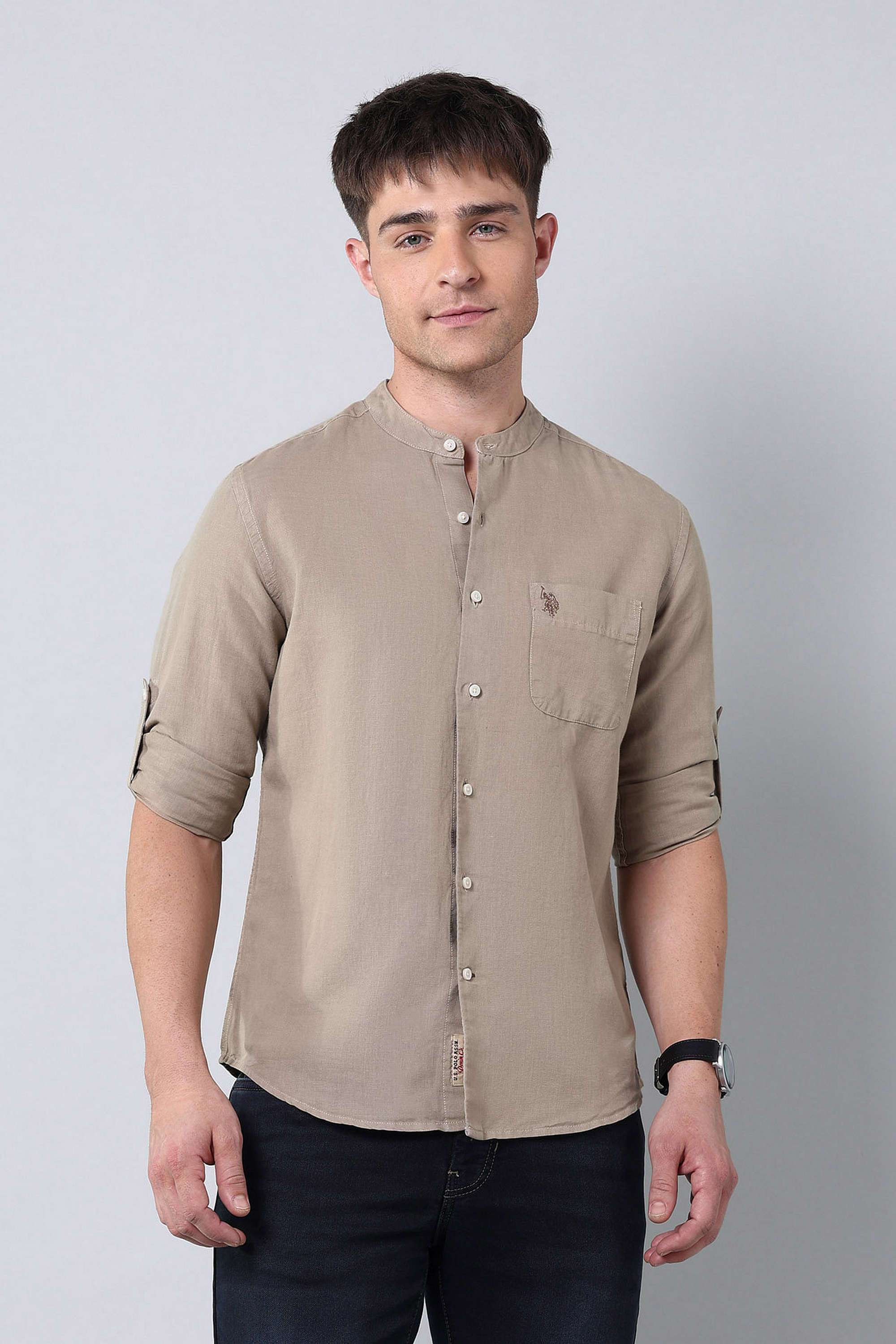 Solid-Linen-Regular-Fit-Men-s-Shirt