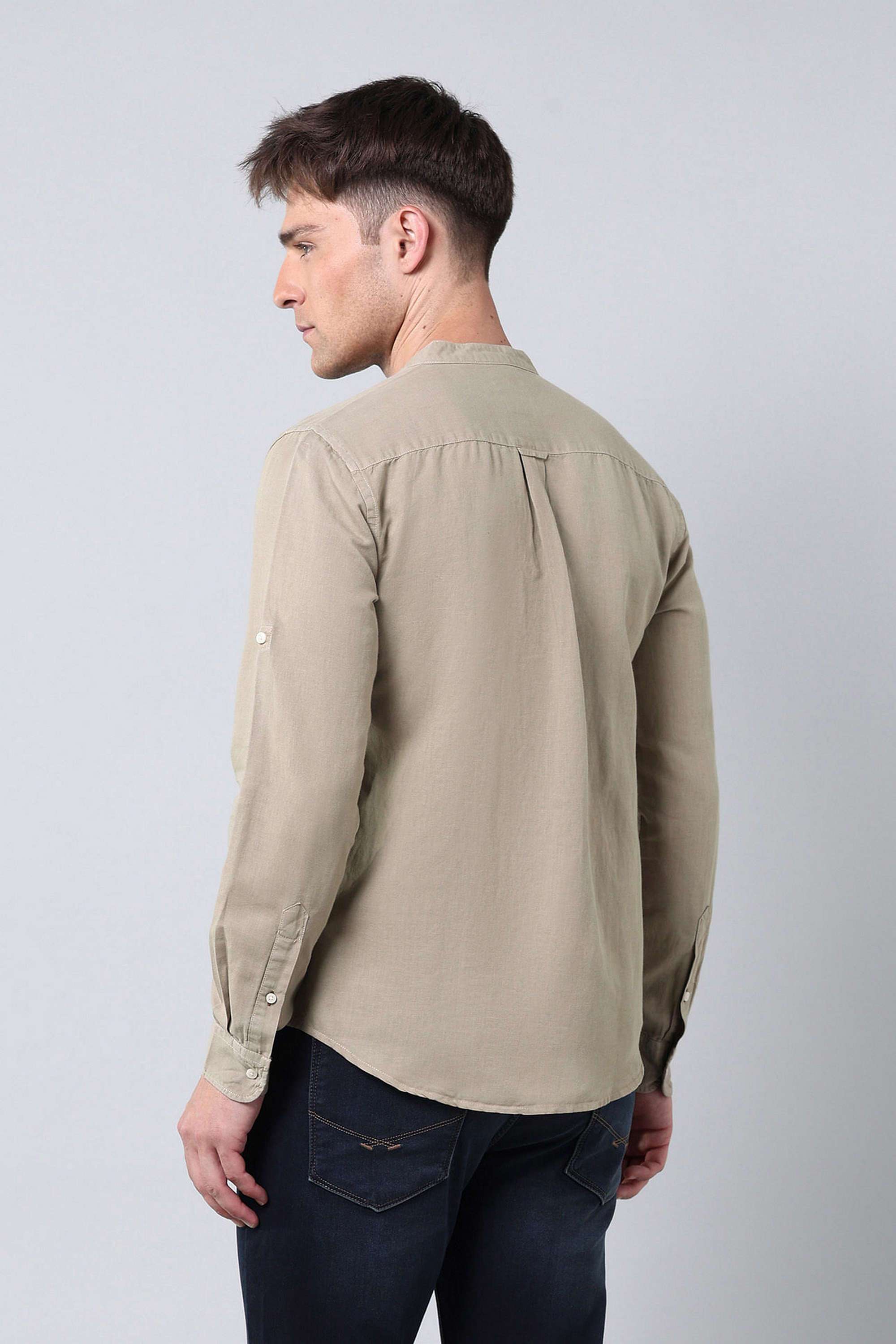 Solid-Linen-Regular-Fit-Men-s-Shirt