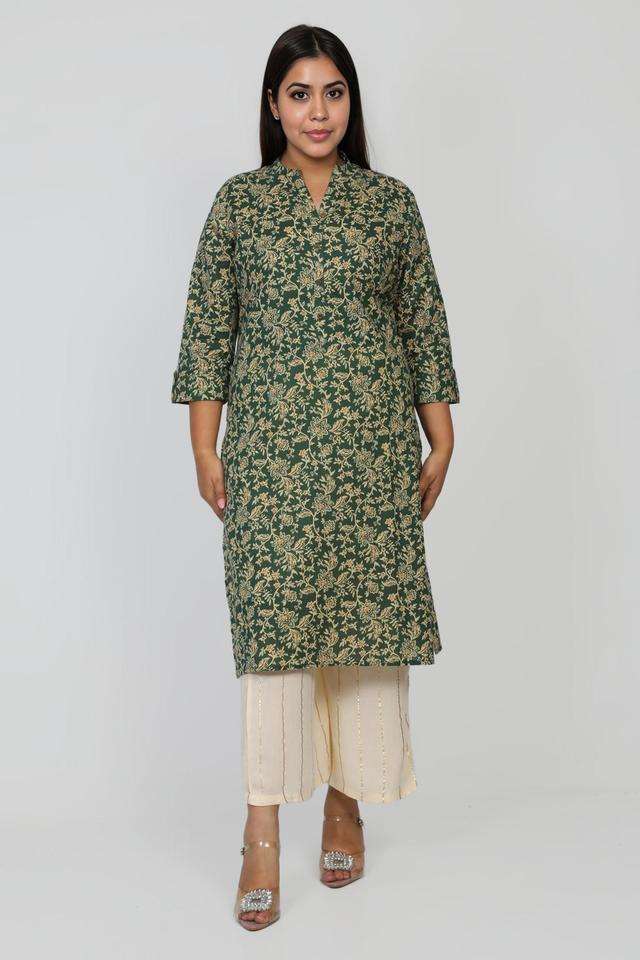 Printed-Blended-Fabric-Round-Neck-Women-s-Kurta