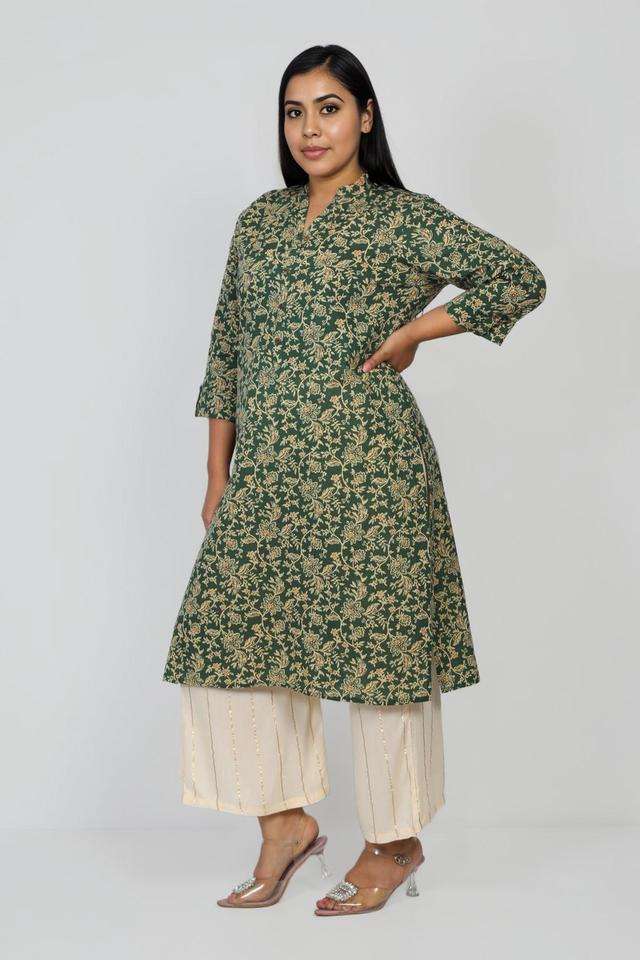 Printed-Blended-Fabric-Round-Neck-Women-s-Kurta