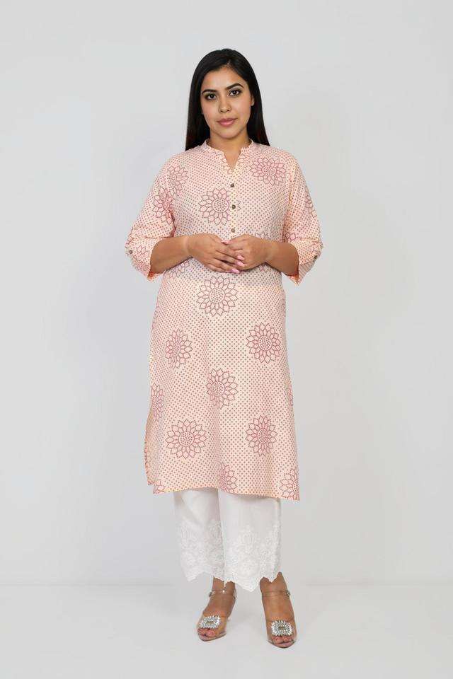 Printed-Blended-Fabric-Collared-Women-s-Kurta