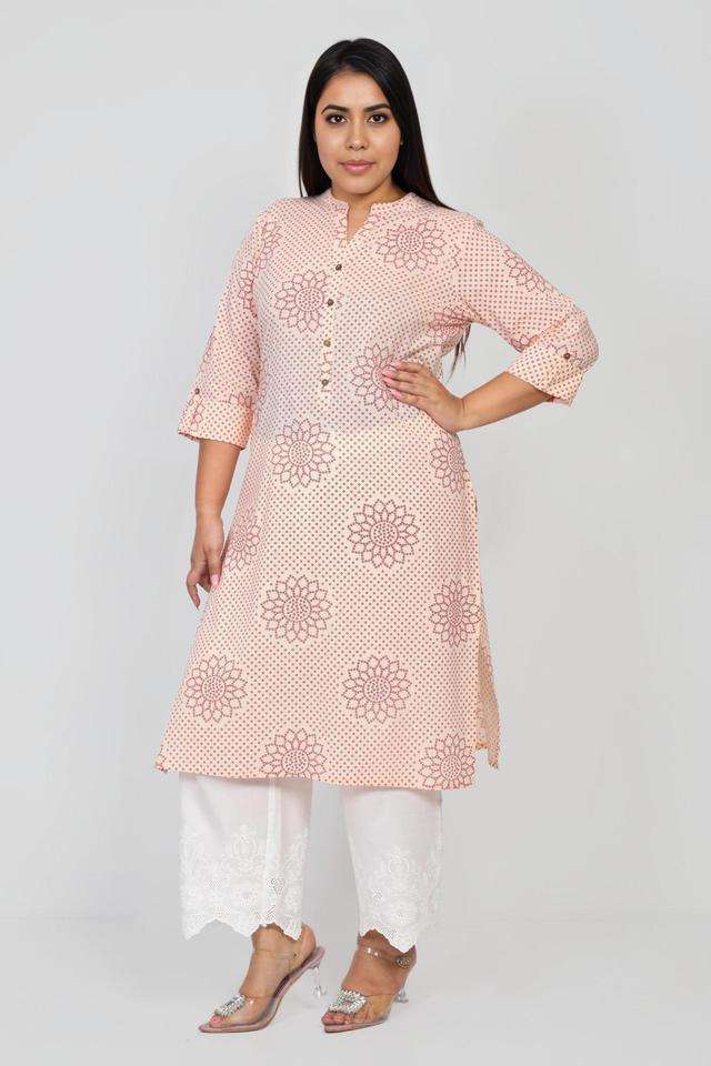 Printed-Blended-Fabric-Collared-Women-s-Kurta