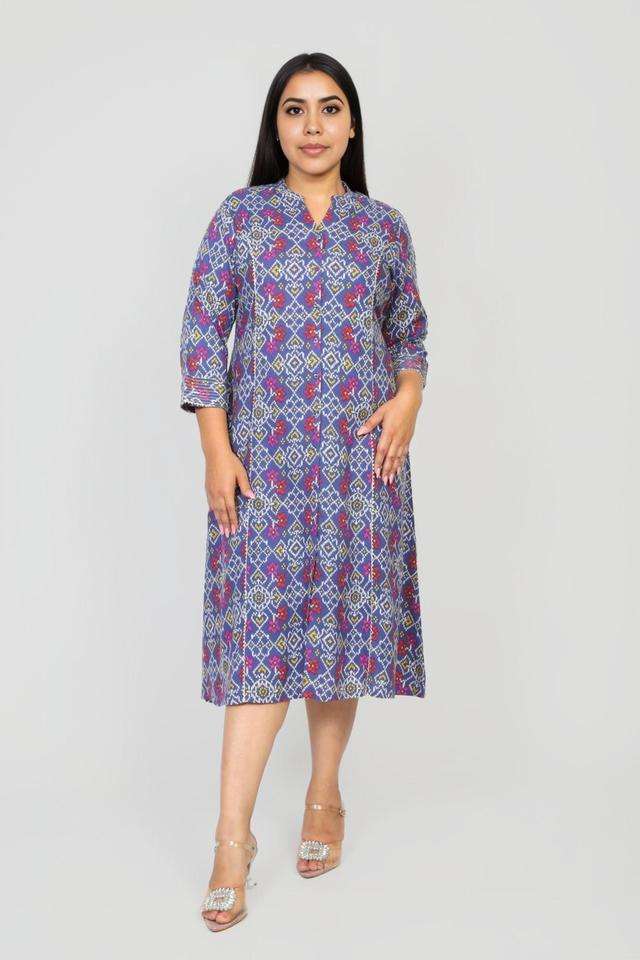 Plus-Size-Printed-Rayon-Collared-Women-s-Casual-Wear-Kurta