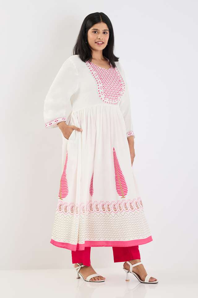 Plus-Size-Embroidered-Rayon-Round-Neck-Women-s-Casual-Wear-Kurta