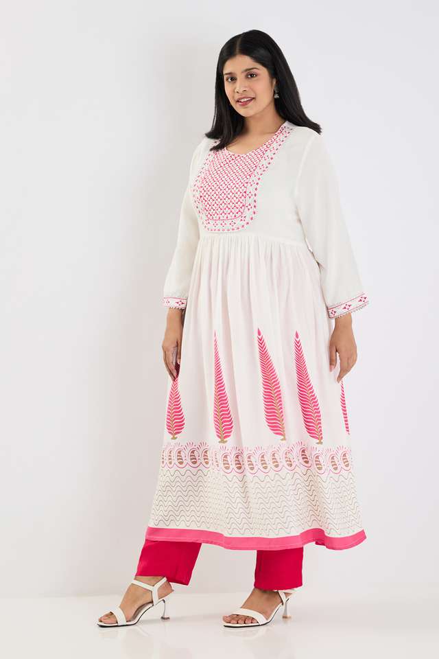 Plus-Size-Embroidered-Rayon-Round-Neck-Women-s-Casual-Wear-Kurta