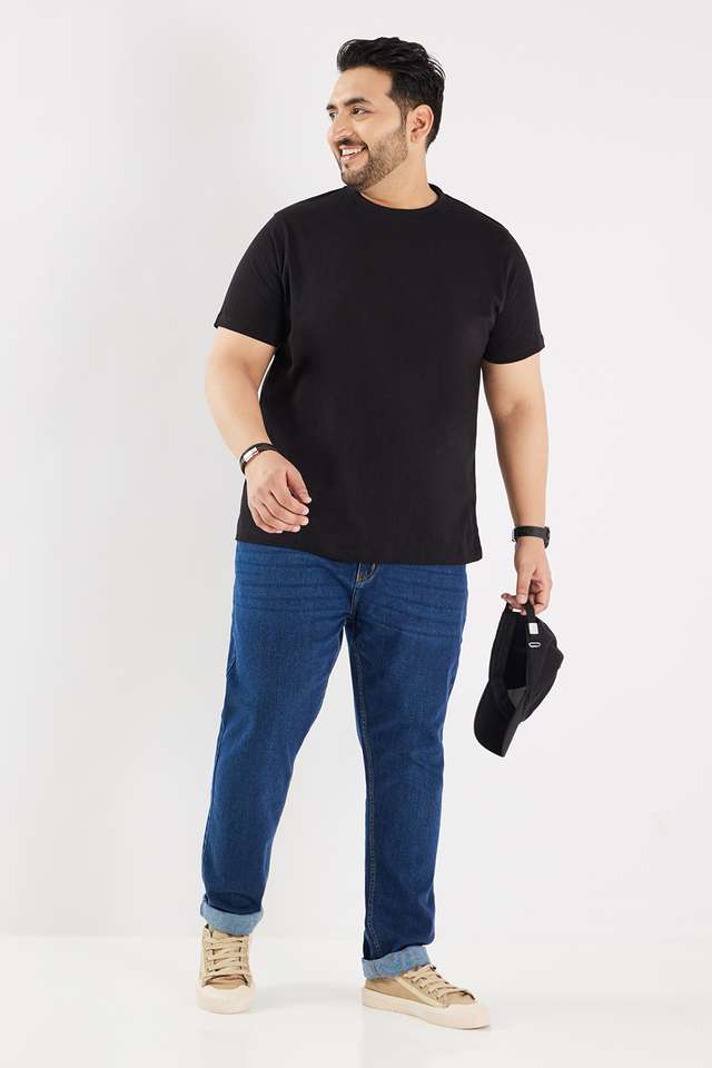 Plus-Size-Solid-Cotton-Round-Neck-Men-s-T-Shirt