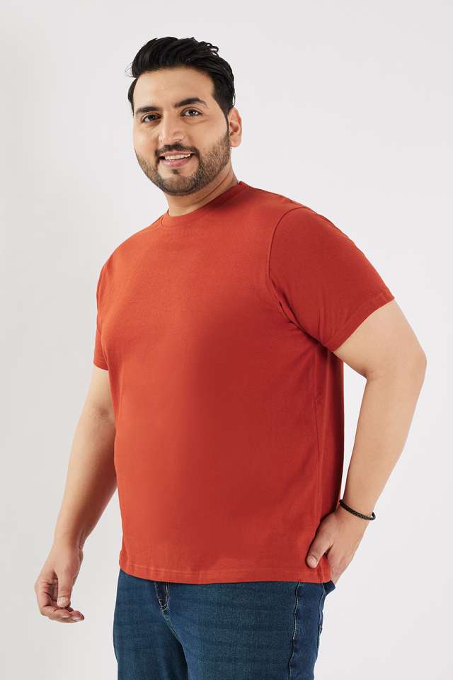 Plus-Size-Solid-Cotton-Round-Neck-Men-s-T-Shirt