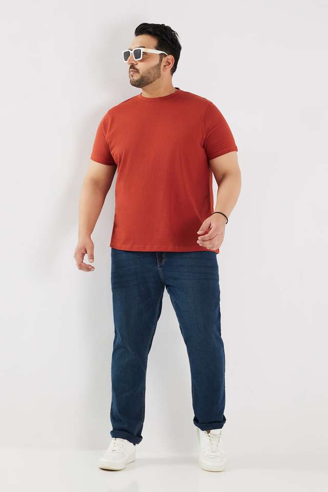 Plus-Size-Solid-Cotton-Round-Neck-Men-s-T-Shirt