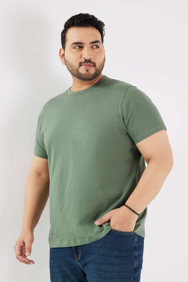 Plus-Size-Solid-Cotton-Round-Neck-Men-s-T-Shirt