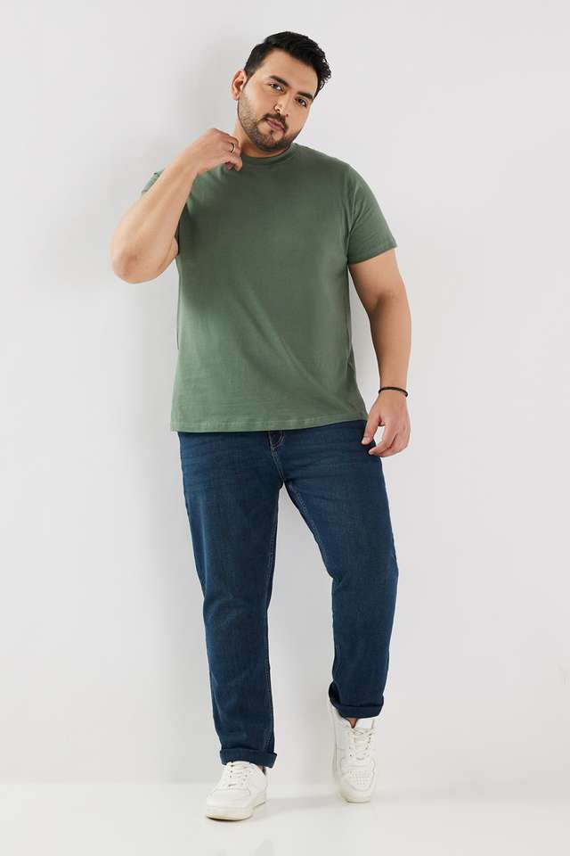Plus-Size-Solid-Cotton-Round-Neck-Men-s-T-Shirt