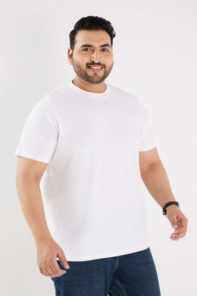 Plus-Size-Solid-Cotton-Round-Neck-Men-s-T-Shirt