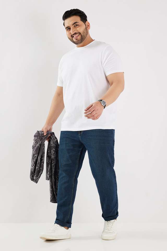 Plus-Size-Solid-Cotton-Round-Neck-Men-s-T-Shirt