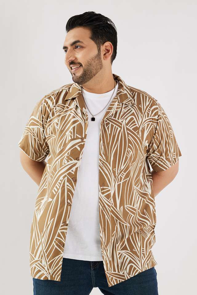 Plus-Size-Abstract-Viscose-Regular-Fit-Men-s-Casual-Wear-Shirt