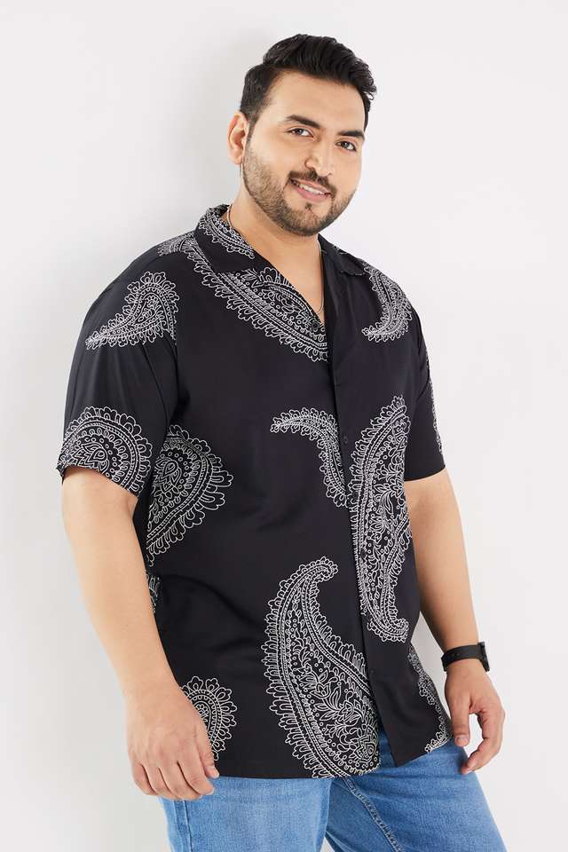 Plus-Size-Abstract-Viscose-Regular-Fit-Men-s-Casual-Wear-Shirt