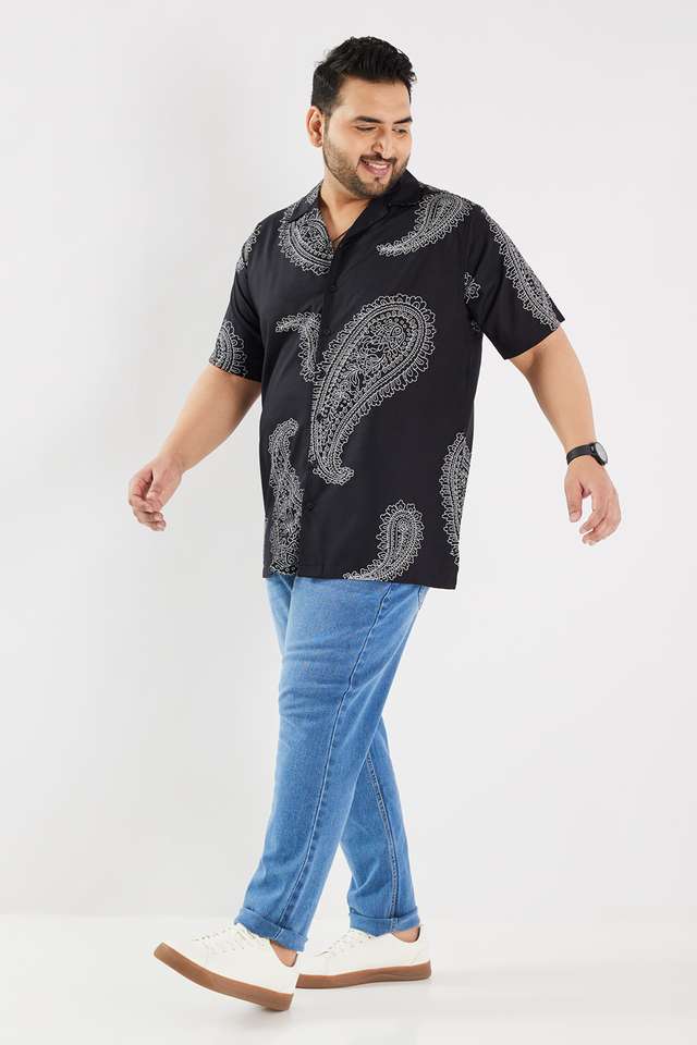Plus-Size-Abstract-Viscose-Regular-Fit-Men-s-Casual-Wear-Shirt