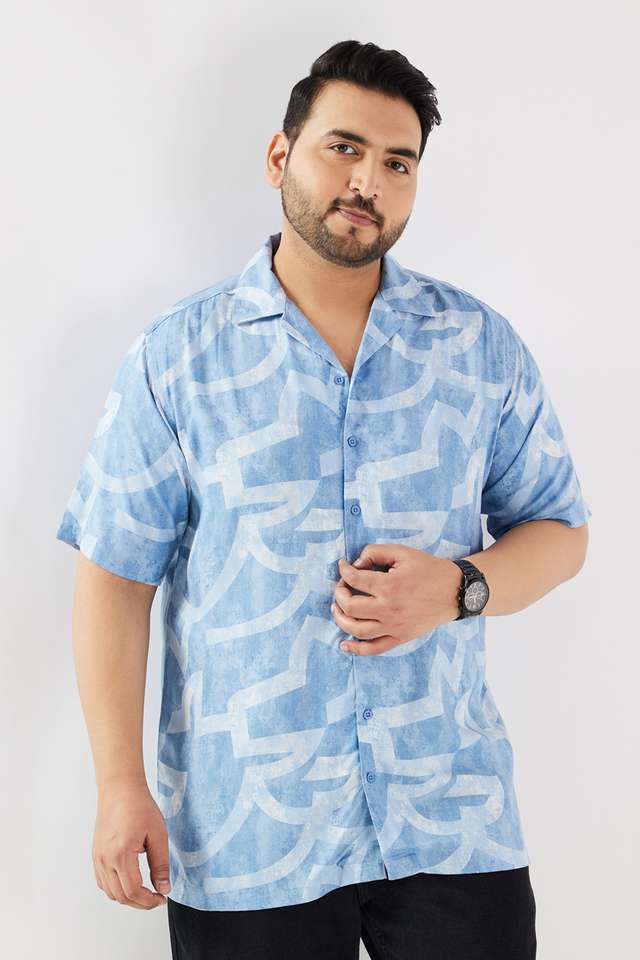 Plus-Size-Abstract-Viscose-Regular-Fit-Men-s-Casual-Wear-Shirt