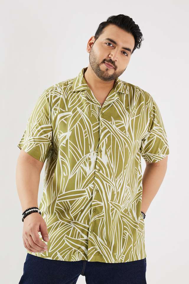 Plus-Size-Abstract-Viscose-Regular-Fit-Men-s-Casual-Wear-Shirt
