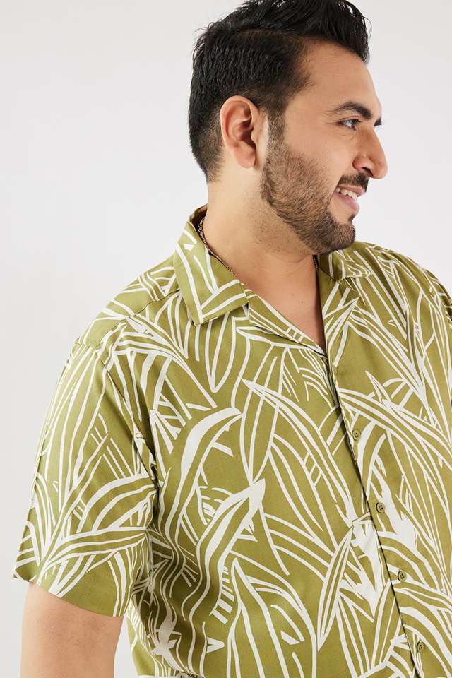 Plus-Size-Abstract-Viscose-Regular-Fit-Men-s-Casual-Wear-Shirt