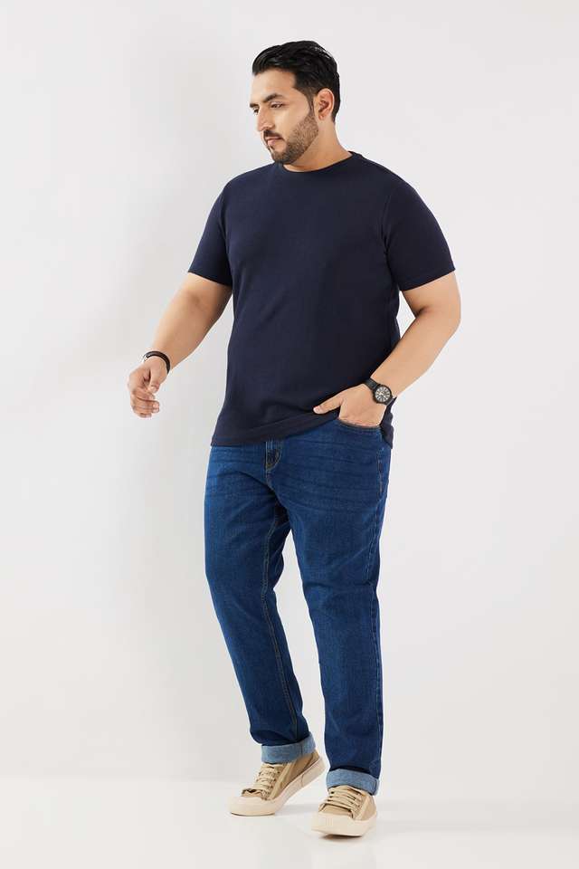 Plus-Size-Solid-Cotton-Round-Neck-Men-s-T-Shirt