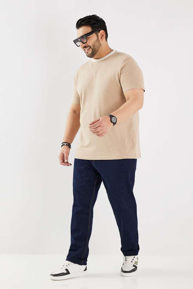 Plus-Size-Solid-Cotton-Round-Neck-Men-s-T-Shirt