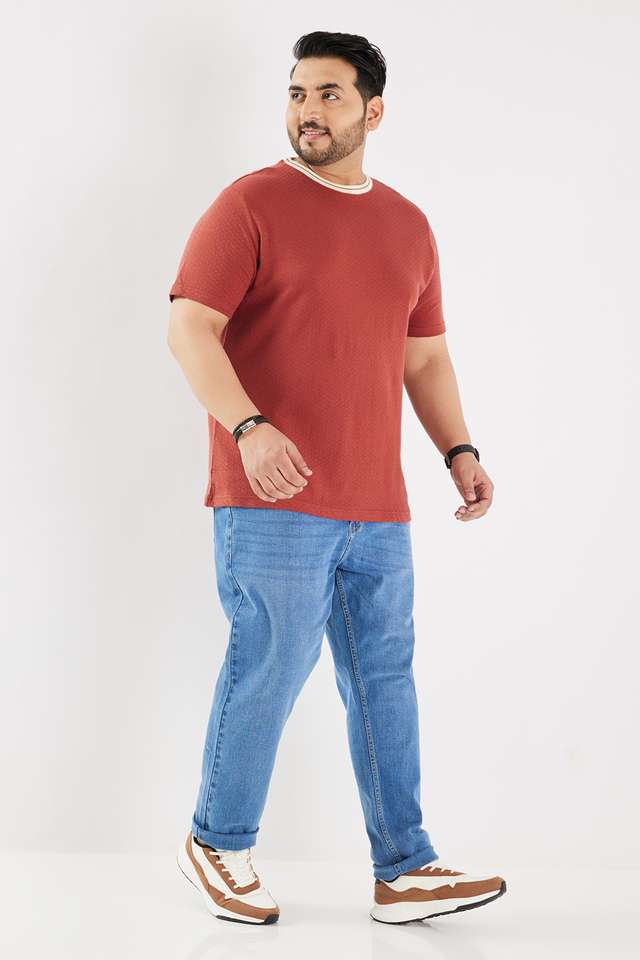 Plus-Size-Solid-Cotton-Round-Neck-Men-s-T-Shirt