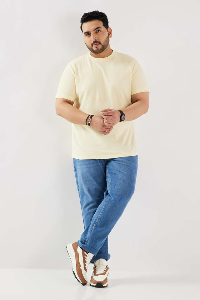 Plus-Size-Solid-Cotton-Round-Neck-Men-s-T-Shirt