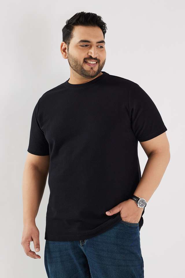 Plus-Size-Solid-Cotton-Round-Neck-Men-s-T-Shirt