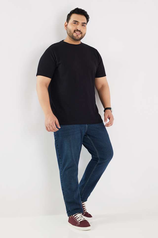 Plus-Size-Solid-Cotton-Round-Neck-Men-s-T-Shirt
