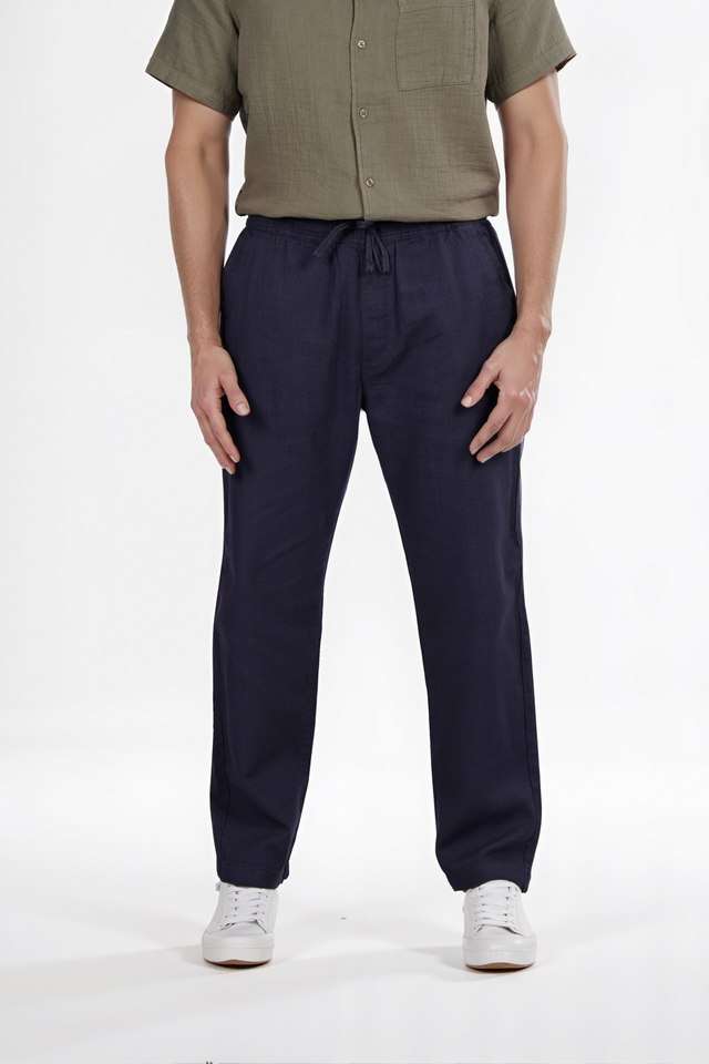 Solid-Cotton-Regular-Fit-Men-s-Casual-Wear-Trousers