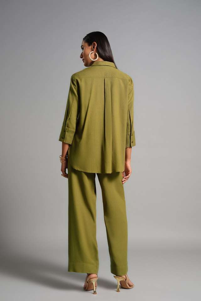 Solid-Full-Length-Viscose-Woven-Women-s-Co-Ord-Set