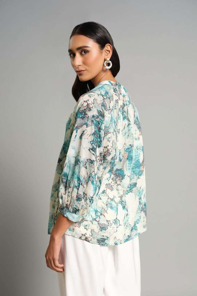 Abstract-Modal-V-Neck-Women-s-Top