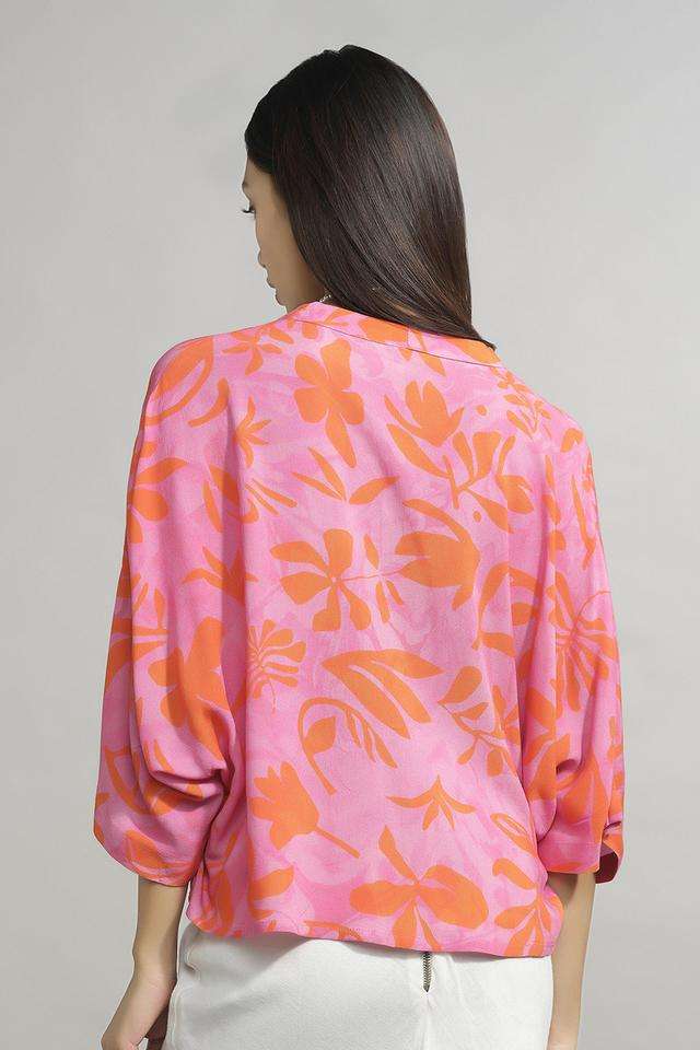 Abstract-Viscose-V-Neck-Women-s-Top