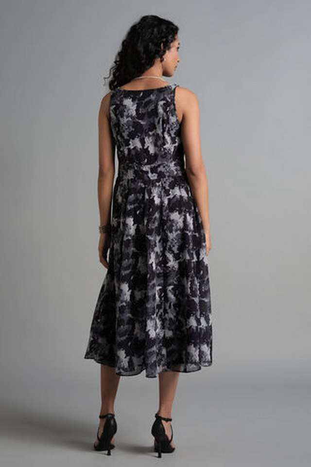 Abstract-Round-Neck-Polyester-Women-s-Full-Length-Dress