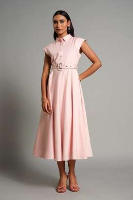 Solid-Cotton-Relaxed-Fit-Women-s-Midi-Dress
