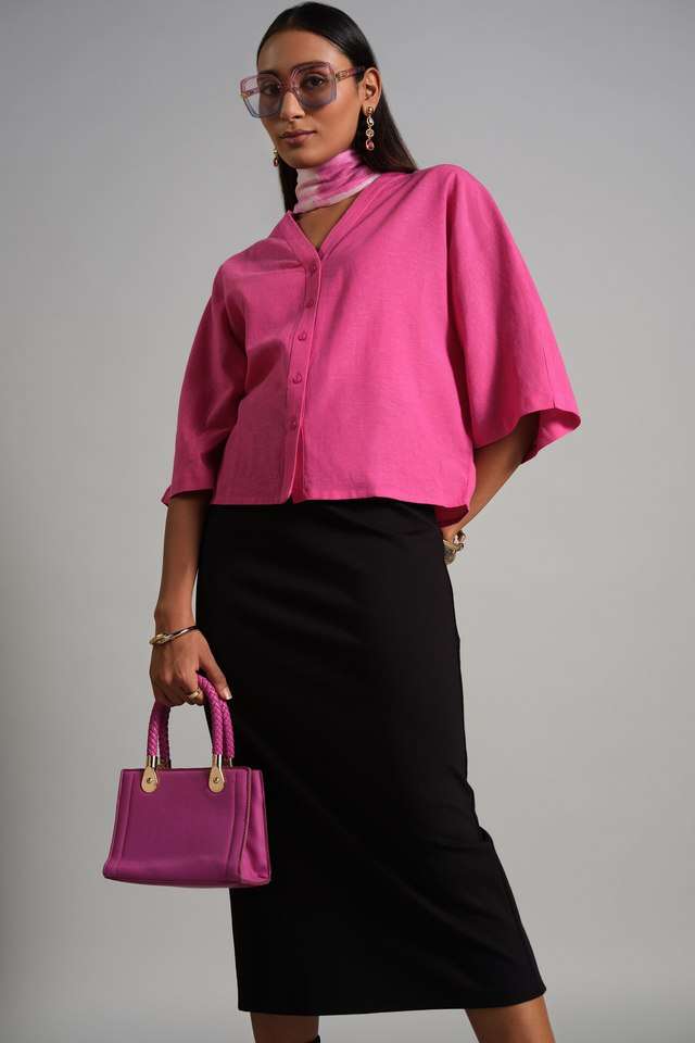 Solid-Rayon-V-Neck-Women-s-Top