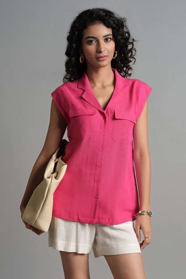 Solid-Rayon-V-Neck-Women-s-Top